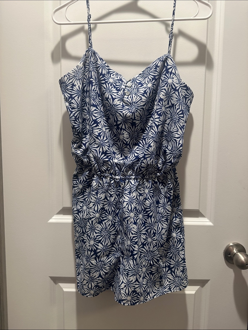 Love Reign Blue and White Floral Print Romper